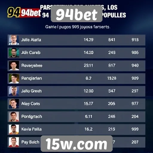 Estatísticas de jogos mais populares no 94bet